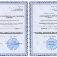 Auditor qualification certificate Kenzhetayev B.Zh